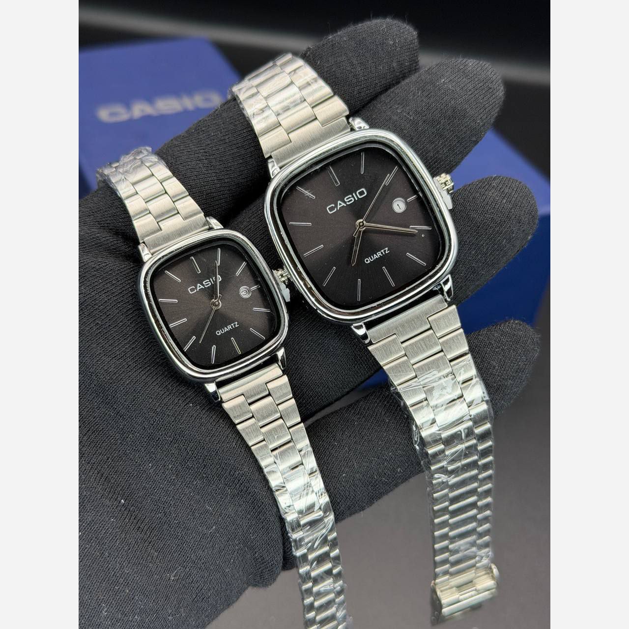 ساعت مچی ست زنانه و مردانه کاسیو اولدمانی casio مستطیلی رنگ ثابت ضمانتی
