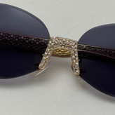 عینک آفتابی زنانه فندی Fendi فریم لس بیضی مدل Oval Frame Diamond Style نگین کاری شده کیفیت مستر مشکی طلایی