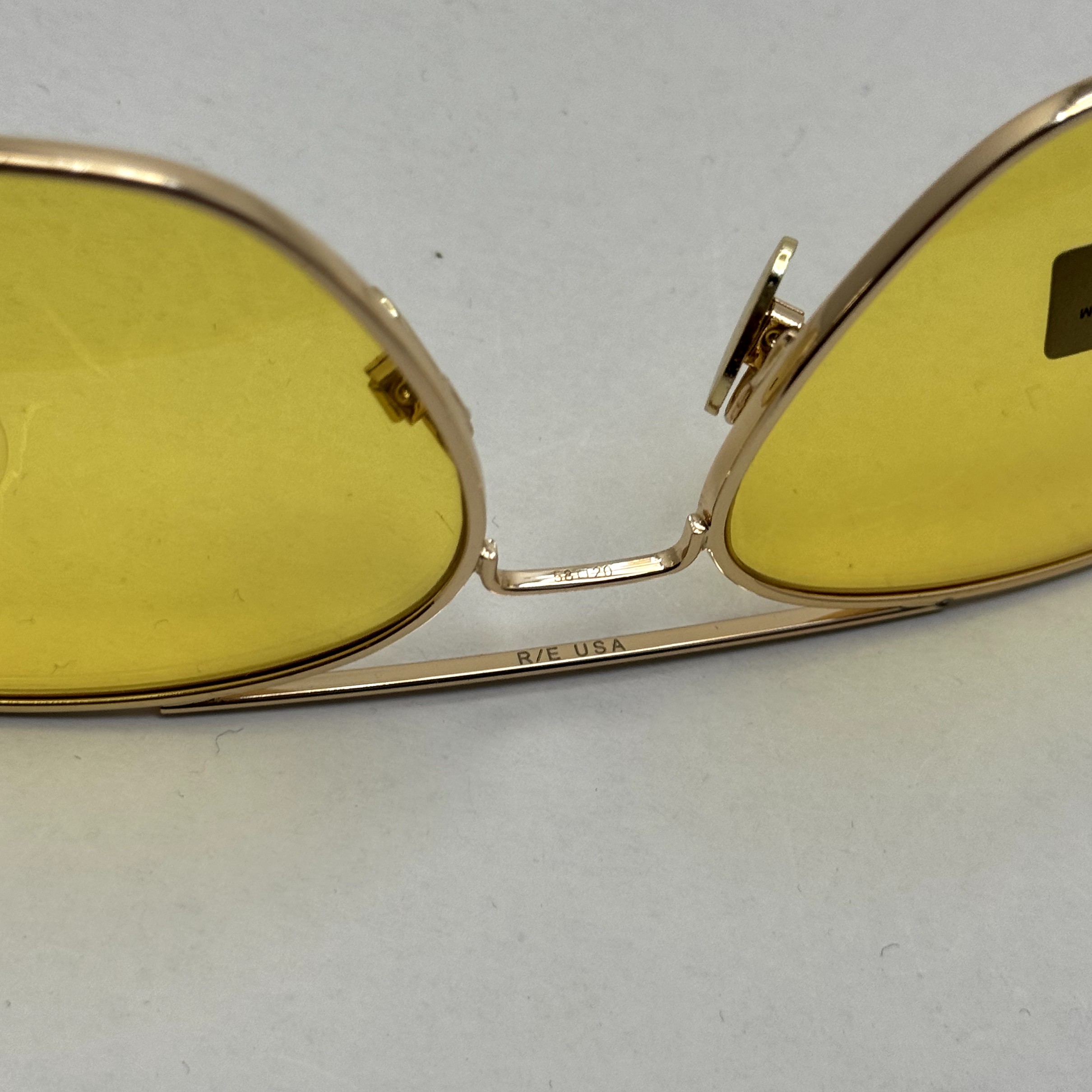 عینک آفتابی و شب خلبانی رندولف شیشه سنگ زرد فریم طلایی فول پک اصلی RANDOLPH AVIATOR RE 58 24K GOLD