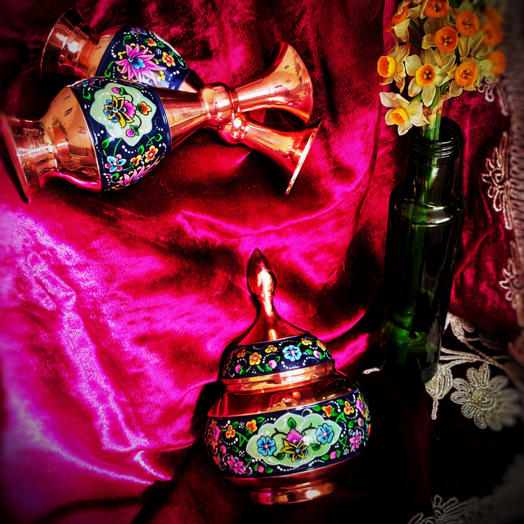 شکلات خوری مس و پرداز مدل ترنج ارتفاع 17