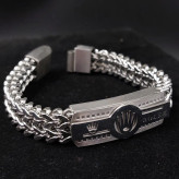 دستبند استیل مردانه پلاک رولکس ROLEX زنجیر چهار وجهی دولاین رنگ ثابت کد amp (پس کرایه)