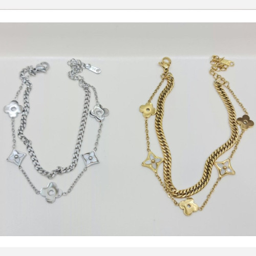 دستبند زنانه دولاین کارتیر Cartier و ونکلیف Vancleef رنگ طلایی و نقره ای آبکاری نقره ضد حساسیت رنگ ثابت کد zgg