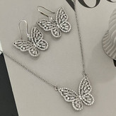ست گردنبند و گوشواره زنانه جواهری پروانه ای نگین کاری شده رنگ کاملا ثابت کد zmc (پس کرایه)