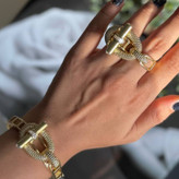 ست دستبند و انگشتر نگین دار زنانه طرح تیفانی Tiffany فری سایز freesize رنگ ثابت کد sm (پس کرایه)