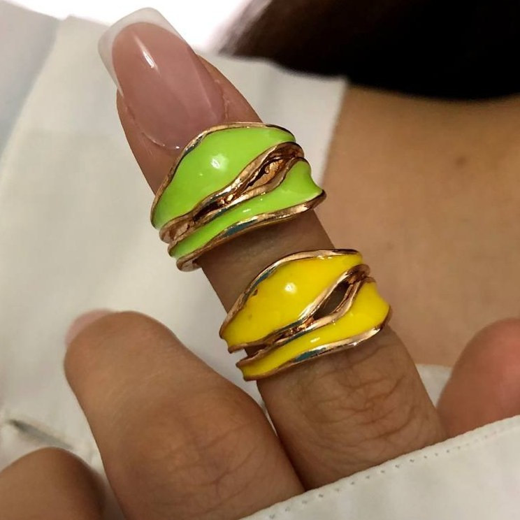 انگشتر زنانه میناکاری شده دولاین فری سایز Freesize رنگ کاملا ثابت کد sm (پس کرایه)
