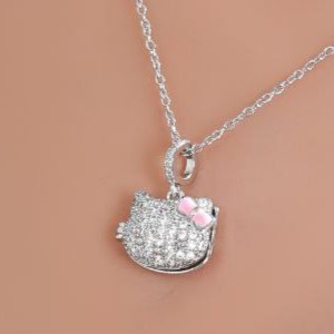 گردنبند و آویز پلاک زنجیر استیل زنانه طرح گربه کیتی نگین تنوع طرح رنگ کاملا ثابت کد mp (پس کرایه)