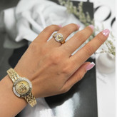 نیم ست دستبند و انگشتر طرح جواهری زنانه طرح ورساچ Versace مدل پهن رنگ ثابت کد sm (پس کرایه)