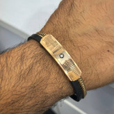 دستبند چرمی قفل و پلاک استیل مردانه برند مونت بلنک Montblanc کیفیت چرم عالی تنوع طرح رنگ ثابت کدbn (پس کرایه)