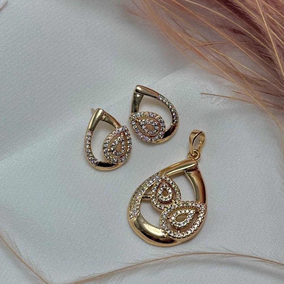 نیم ست گردنبند و گوشواره ژوپینگ زنانه طرح بی نهایت نگین تنوع طرح رنگ ثابت کد sm (پس کرایه)