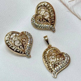 نیم ست گردنبند و گوشواره ژوپینگ زنانه طرح مربع نگین تنوع طرح رنگ ثابت کد sm (پس کرایه)