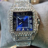 ساعت مچی زنانه کارتیر cartier فول نگین مخراج کاری تاریخ دار تنوع طرح رنگ ثابت کد vn