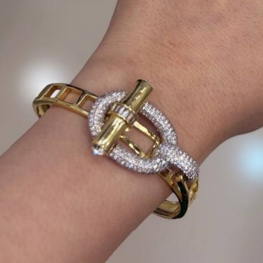 نیم ست انگشتر و دستبندطرح جواهری طرح هرمس HERMES رنگ ثابت کد gy