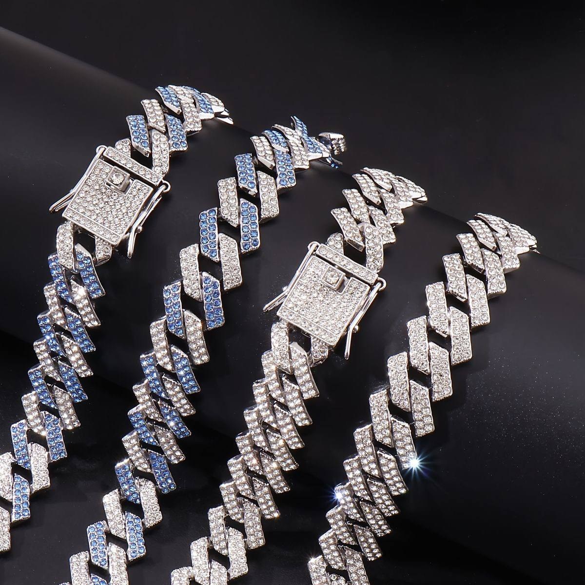 ست گردنبند و دستبند فول نگین کارتیری طرح چین فول chain در تنوع رنگ بالا درجه یک رنگ ثابت کد ki