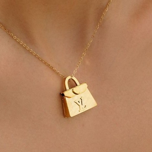 گردنبند و پلاک آویز استیل عیار316 طرح lv - gucci بازشو و پلاک قابل هک رنگ ثابت کد mp