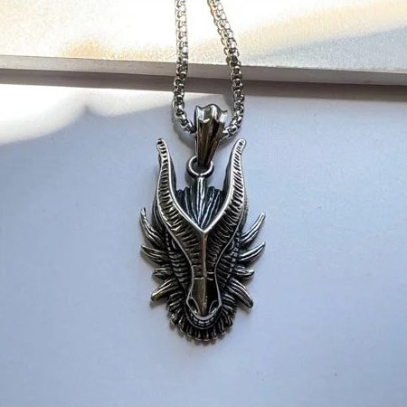 گردنبند و آویز پلاک استیل اژدها مدل dragon رنگ کاملا ثابت کد ar