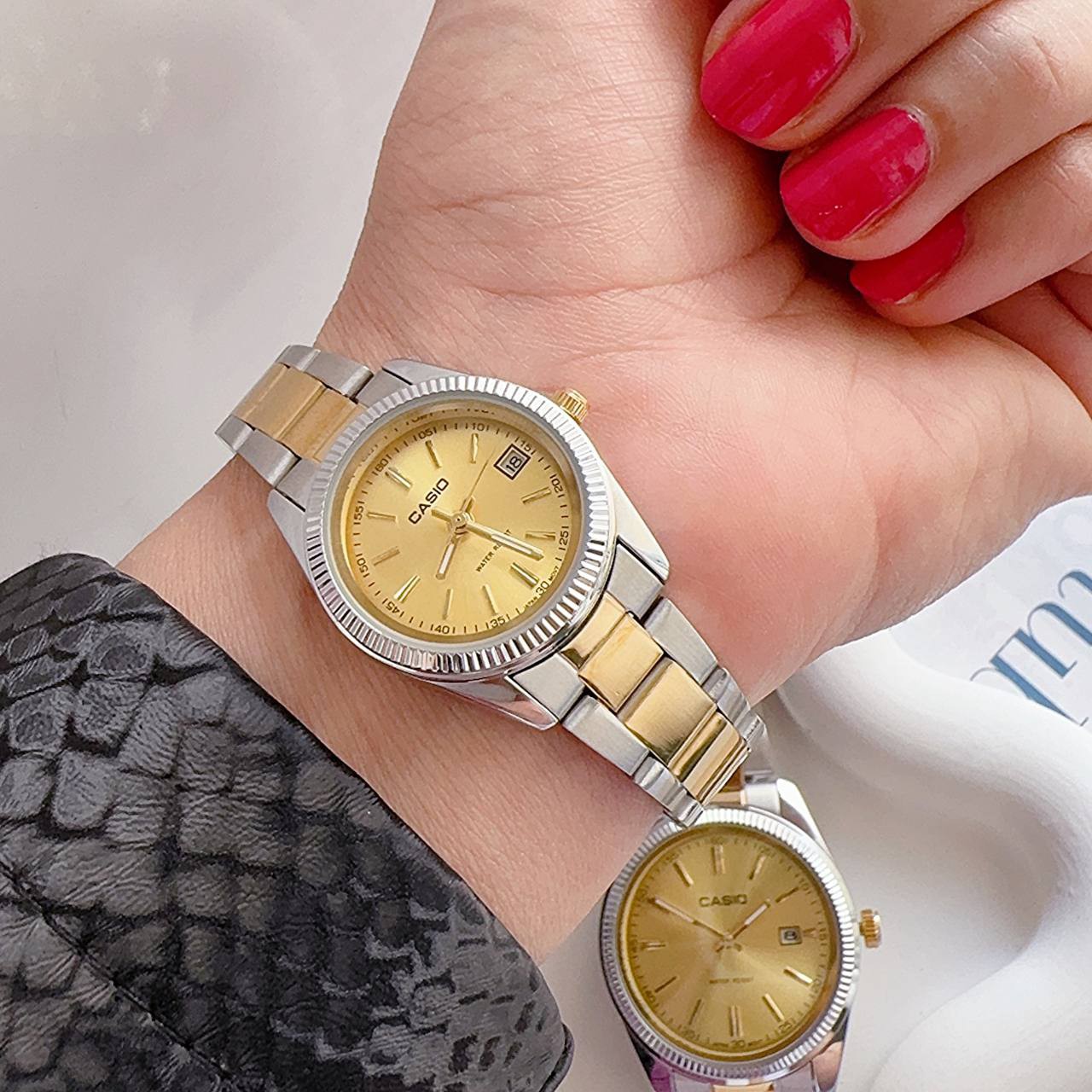 ساعت زنانه تاریخدار مارک CASIO موتور ژاپن و ضد اب در 7 طرح و رنگ مختلف