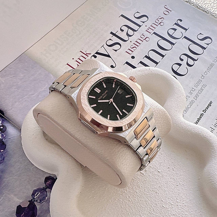 ساعت مردانه هایکپی مارک فیلیپ PATEK PHILIPPE موتور ژاپن فول استیل رنگبندی مشکی و نقره ای رزگلد ارسال رایگان