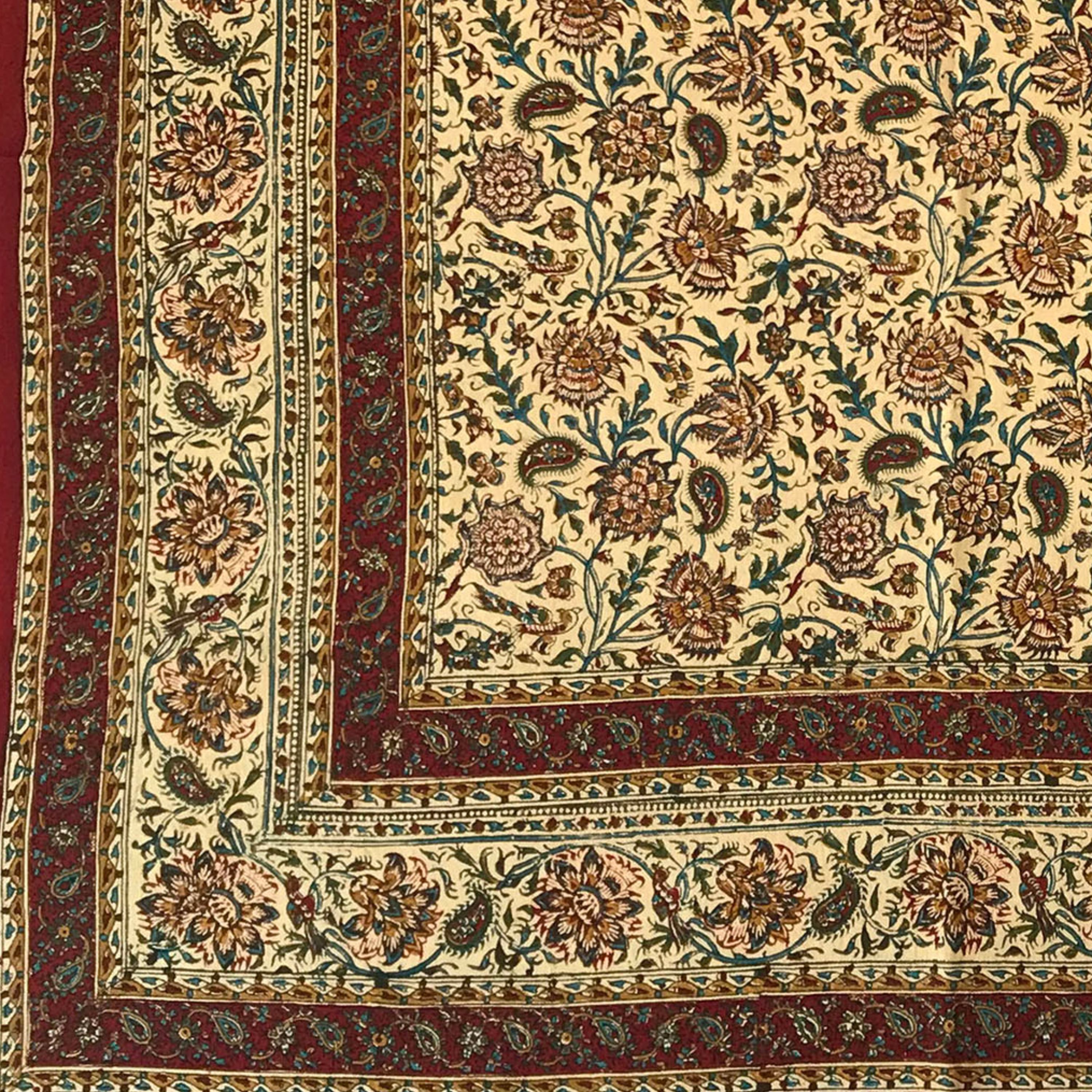 پارچه قلم کار طرح گل و مرغ سایز یک متری