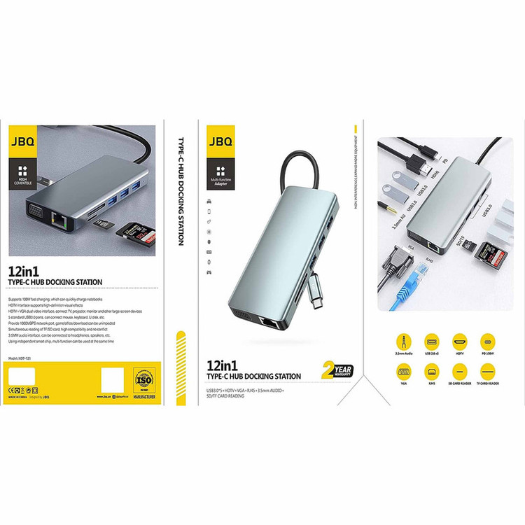 هاب 12 پورت جی بی کیو مدل TYPE-C HUB DOCKInG STATION 12in1