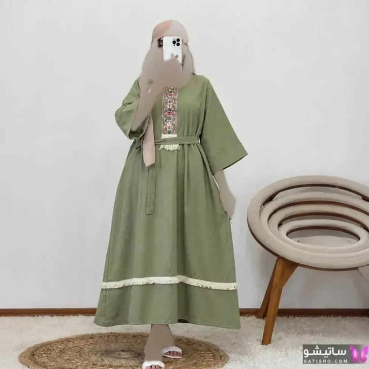 کفتان زنانه نوار کنفی جنس موسلین دبل فیس فری سایز تا 48 (3)
