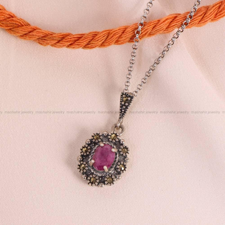 گردنبند یاقوت سرخ زنانه کد 6001