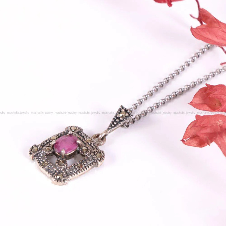 گردنبند یاقوت سرخ زنانه کد 2305