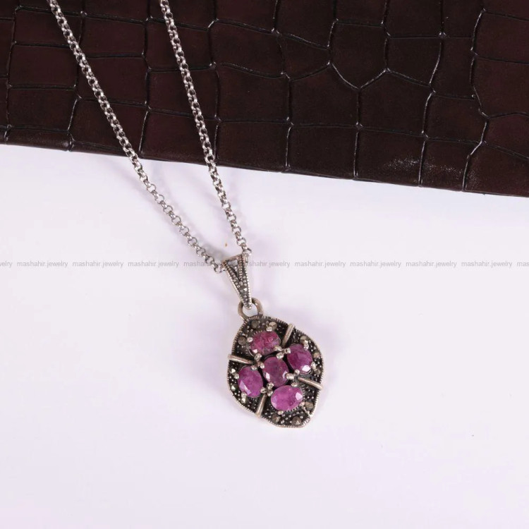 گردنبند یاقوت سرخ زنانه کد 2571