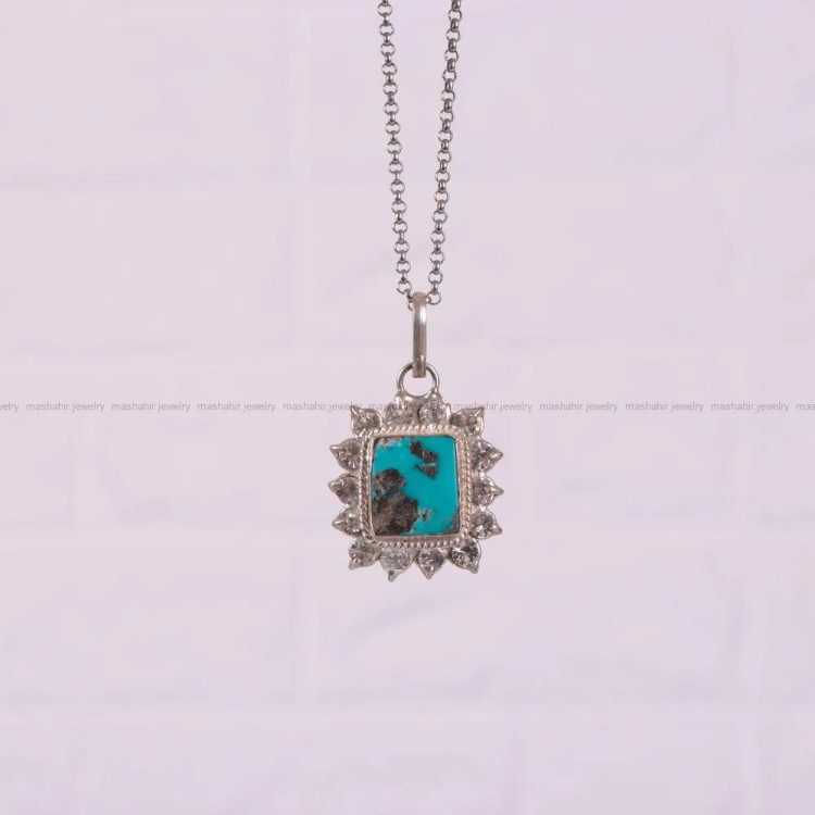 گردنبند فیروزه زنانه کد 2387