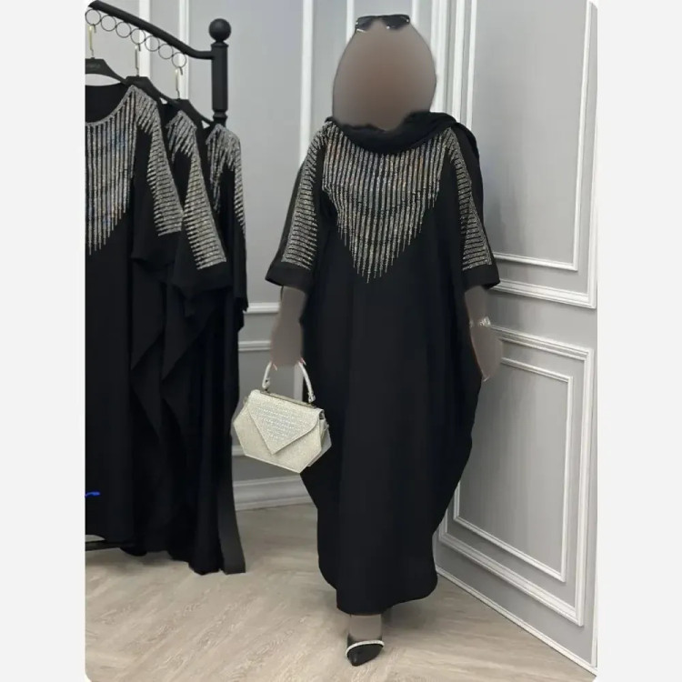 عبا زنانه مدل افروز جنس الیزه چروک رنگ مشکی سایز 38 تا 50