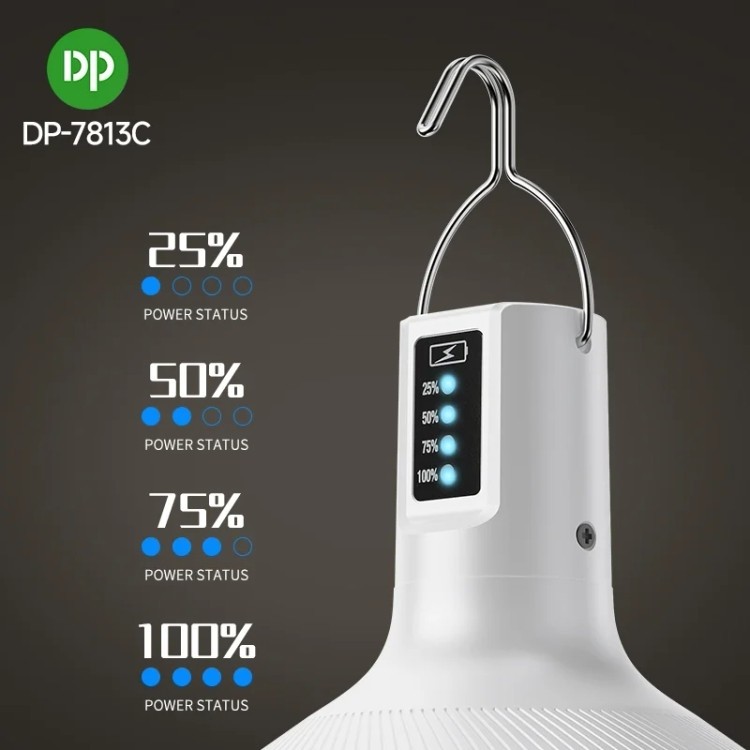 چراغ شارژی کمپینگ 38 وات دی پی DP-7813c لامپ روشنایی اضطراری آویزی 7813 ( گناوه مارکت )