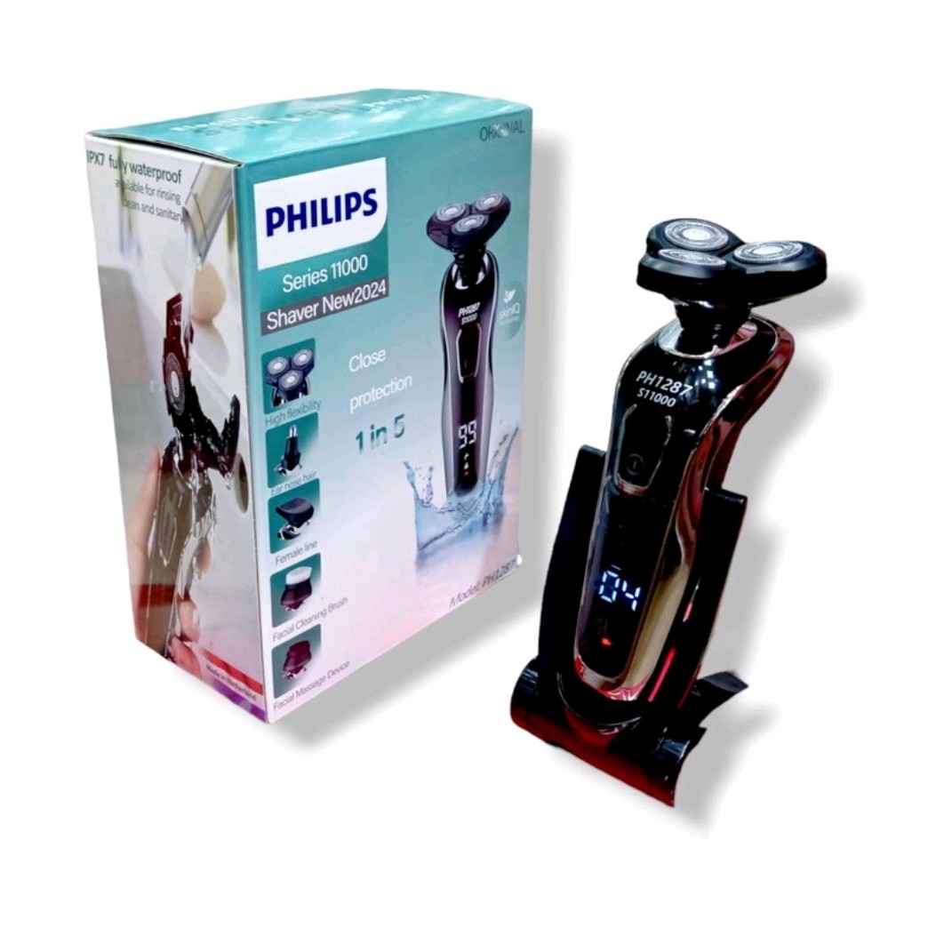 ریش تراش فوق هوشمند حرفه ای فلیپس PHILIPS پنج کاره ماساژور صورت ، فیس براش ، دماغ زن ، سه تیغ ، خط زن