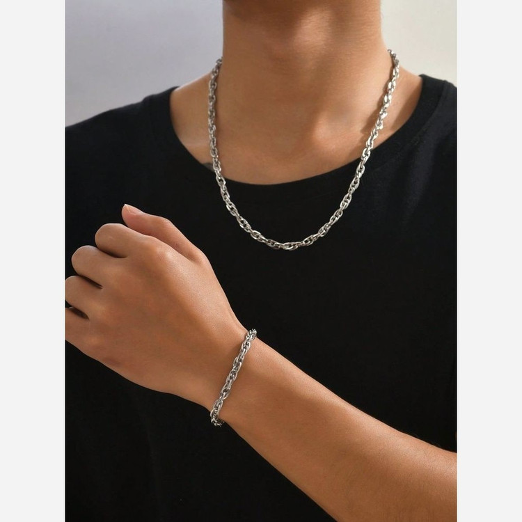 سرویس کامل زنانه ست گردنبند دستبند و گوشواره استیل درجه یک مشابه طلا