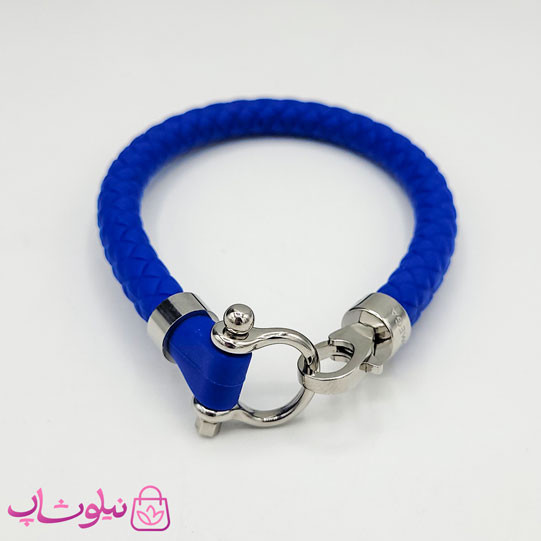 دستبند امگا رابر آبی کاربنی مردانه زنانه کیفیت مستر کد 1100