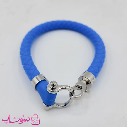 دستبند امگا رابر آبی با قفل نقره ای مردانه زنانه کیفیت مستر کد 1100