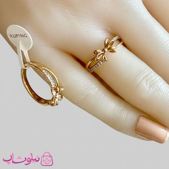انگشتر زنانه ژوپینگ مدل پاپیون ظریف دولاین کد 3591