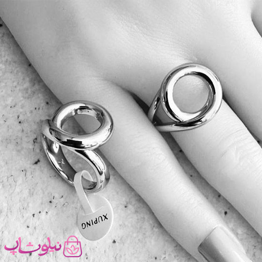 انگشتر زنانه ژوپینگ نقره ای رنگ مدل دایره مارپیچ کد 3591