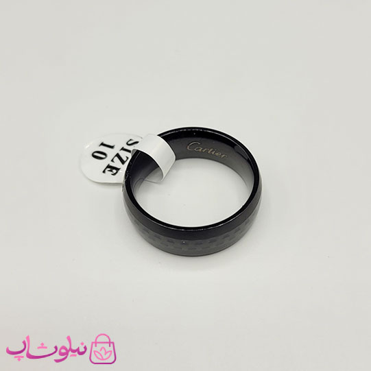 انگشتر مردانه کارتیه مدل فیبر کربن مشکی کد 460