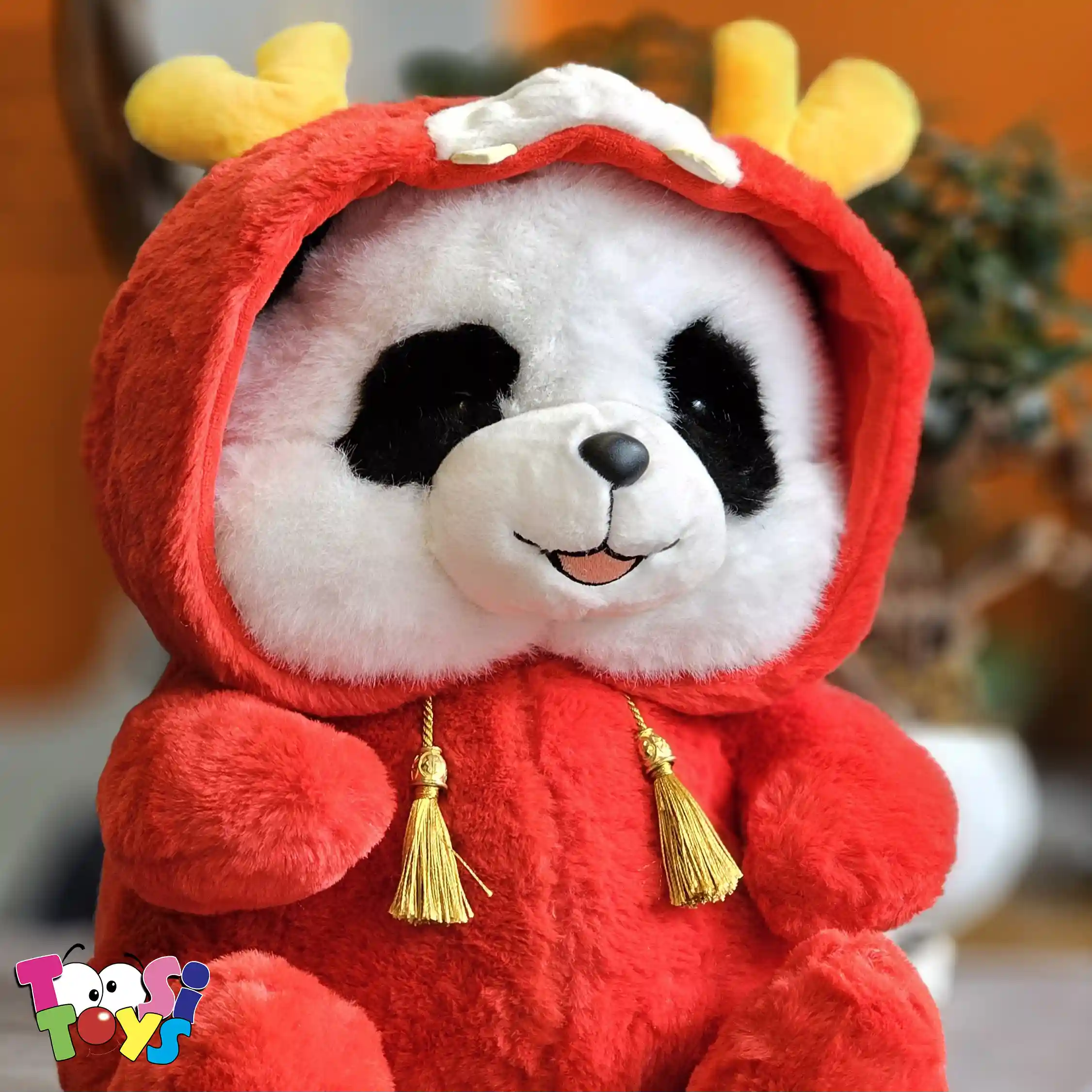 عروسک پاندا لباس قرمز