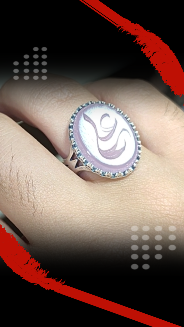 انگشتر عقیق سوسنی حکاکی علی(ع) رکاب آلیاژی باکیفیت کد 3727