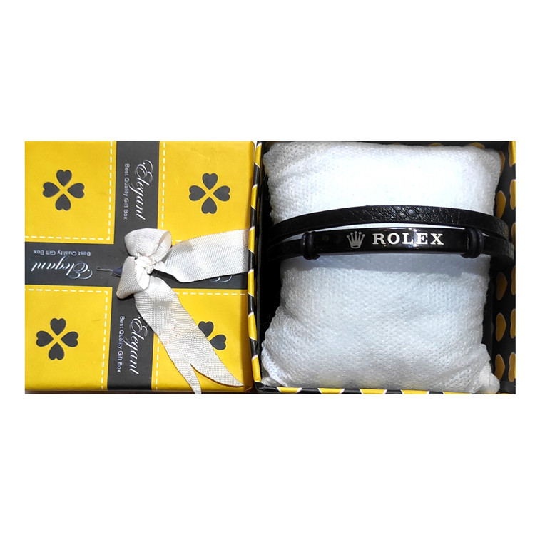 دستبند چرمی مردانه و زنانه رولکس اعلا دولاین همراه با جعبه