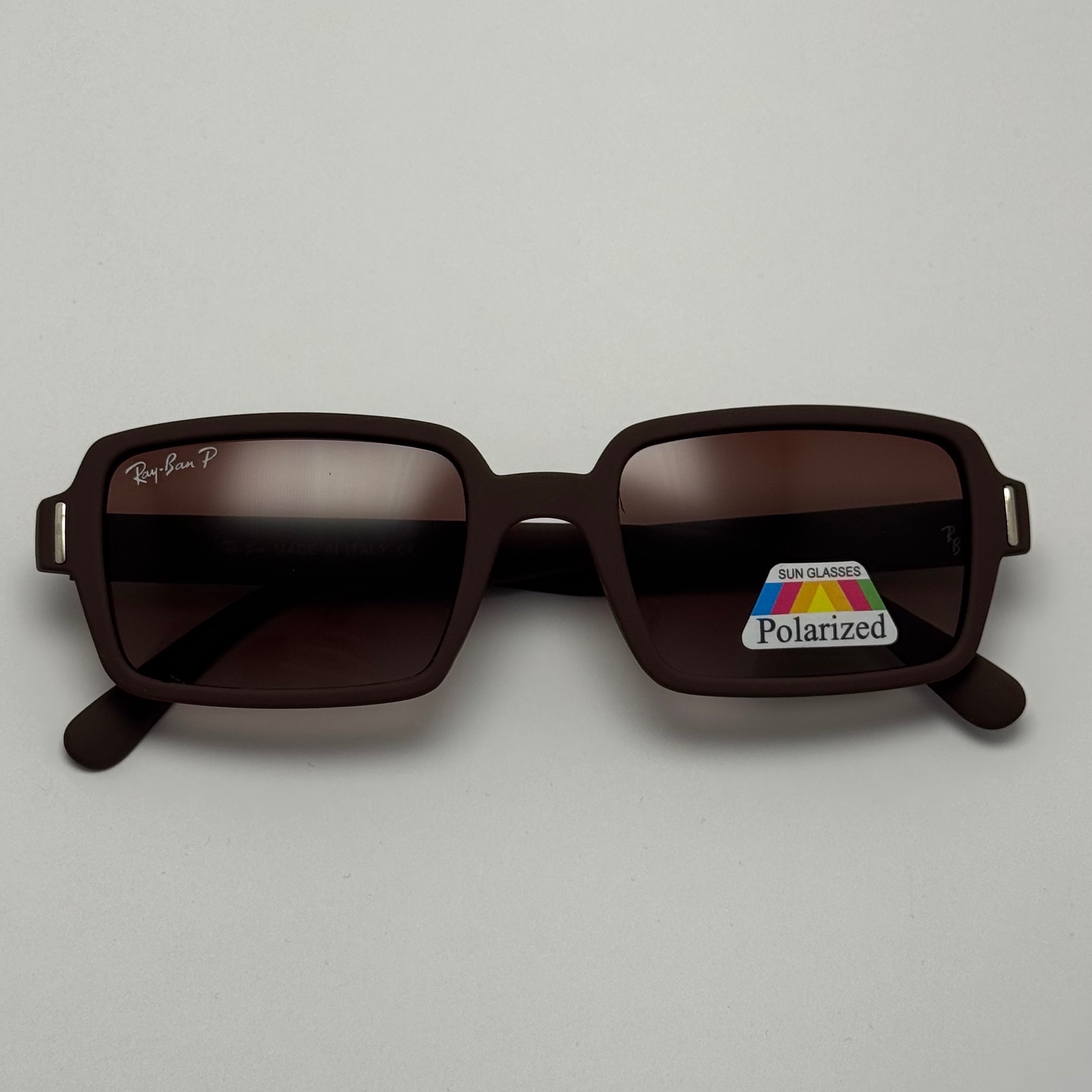 عینک آفتابی پلاریزه ریبن مستطیلی قهوه ای کد rayban RB 2201 (ارسال رایگان)