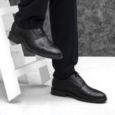 men's formal shoes black two-piece strap (پس کرایه)