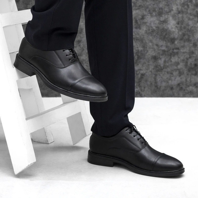 men's formal shoes black two-piece strap (پس کرایه)