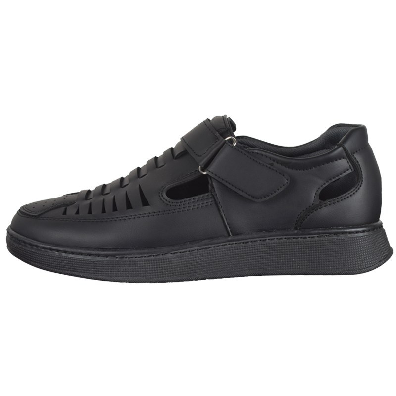 صندل مردانه چسبی مدل راوین رنگ مشکی تمام(دوردوخت و کف دوخت) (پس کرایه)