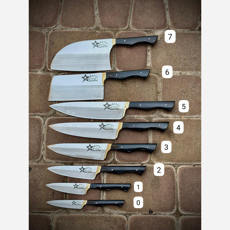 چاقو آشپزخانه ستاره شماره 4 دسته فیبر رنگ مشکی تیغه استیل ضد زنگ
