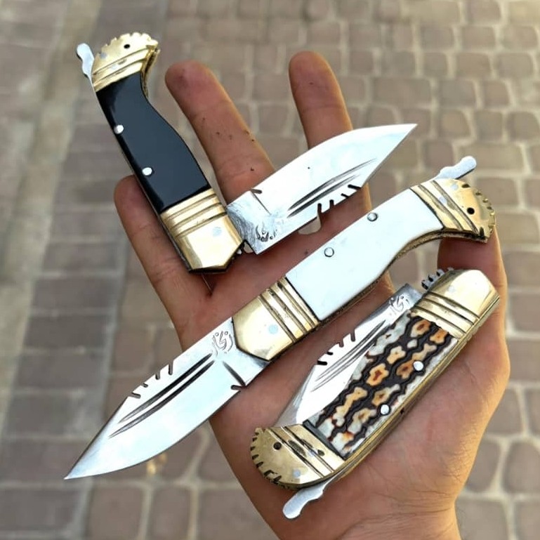 چاقو دنده ای سیاوش زنجان دسته طرح شاخ ضد زنگ کوچیک